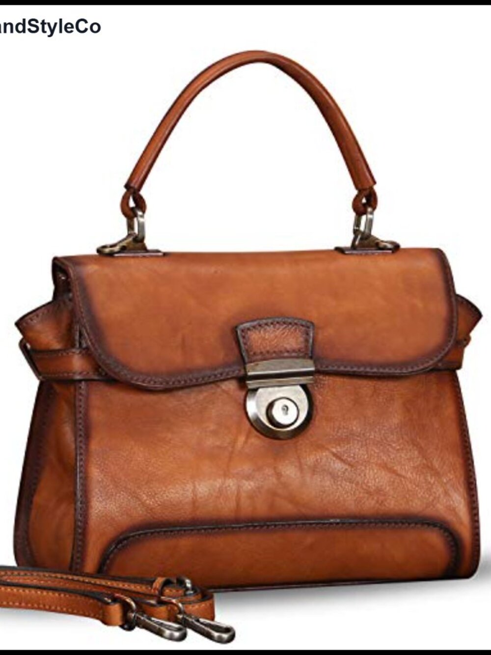 Genuine Leather Satchel Crossbody Shoulder Bag with Strap